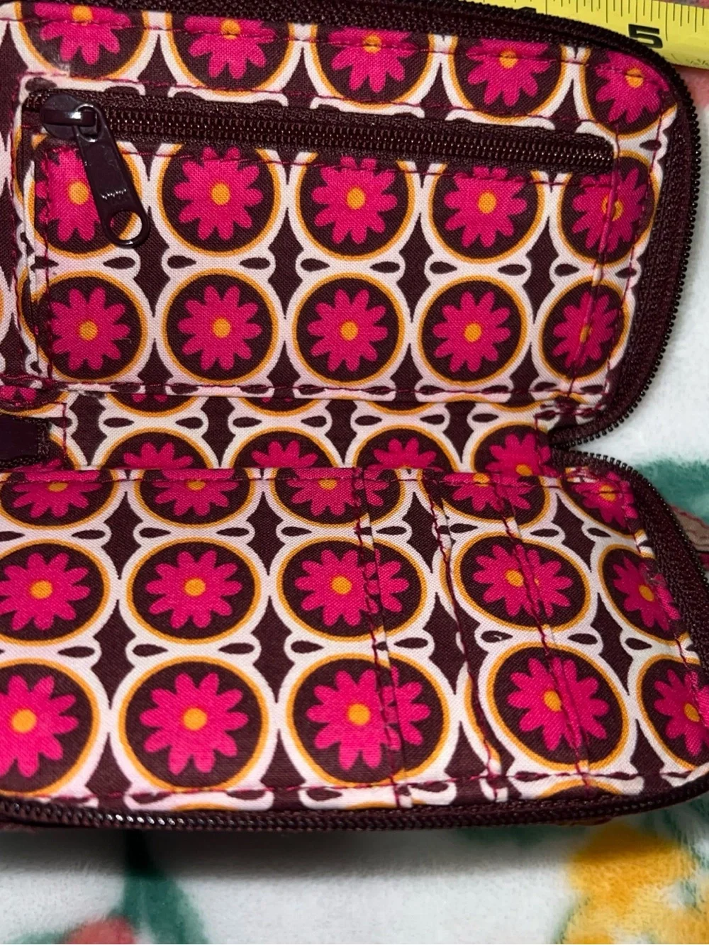 Vera Bradley Quilted Floral Wristlet Wallet - Magenta, carnaby zipper.pocket